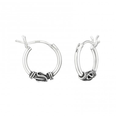 12mm - 925 Sterling Silver Bali Silver Hoops A4S37308