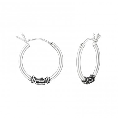 16mm - 925 Sterling Silver Bali Silver Hoops A4S37309