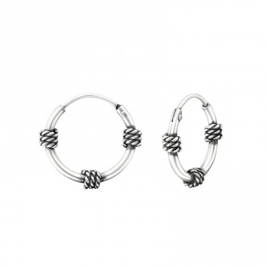 12mm - 925 Sterling Silver Bali Silver Hoops A4S37315