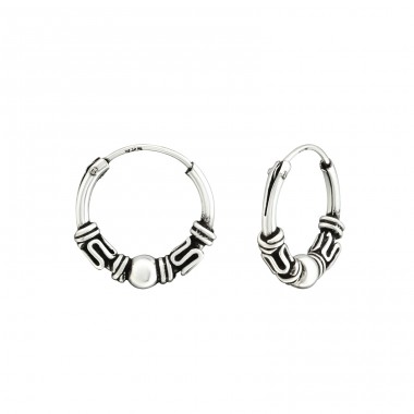 12mm hoop - 925 Sterling Silver Bali Silver Hoops A4S38216