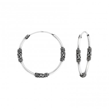 24mm Bali hoops - 925 Sterling Silver Bali Silver Hoops A4S38359