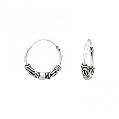 14mm Bali earrings - 925 Sterling Silver Bali Silver Hoops A4S39697