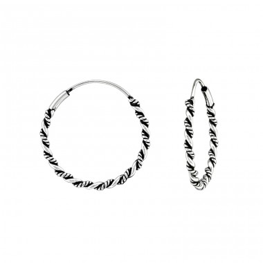 22mm - 925 Sterling Silver Bali Silver Hoops A4S39776