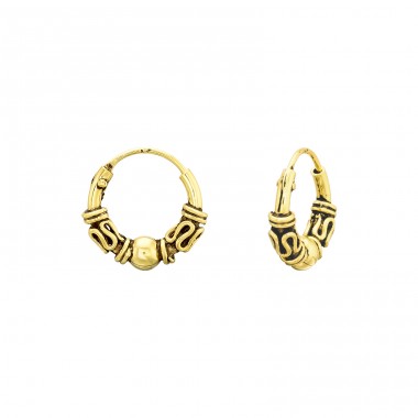 10mm golden Bali - 925 Sterling Silver Bali Silver Hoops A4S40660
