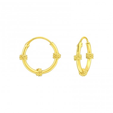 Golden 12mm hoop - 925 Sterling Silver Bali Silver Hoops A4S42047