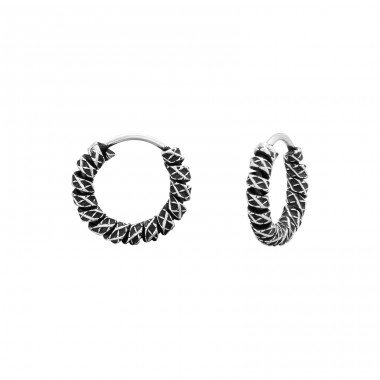 10mm vintage hoops - 925 Sterling Silver Bali Silver Hoops A4S42481
