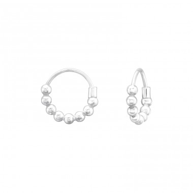 10mm hoops with balls - 925 Sterling Silver Bali Silver Hoops A4S42536