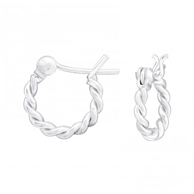 Twisted 12mm - 925 Sterling Silver Bali Silver Hoops A4S44937