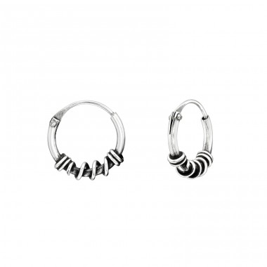 10mm Bali hoop oxidized - 925 Sterling Silver Bali Silver Hoops A4S46198