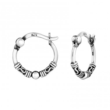 Bali rings oxidized - 925 Sterling Silver Bali Silver Hoops A4S48416