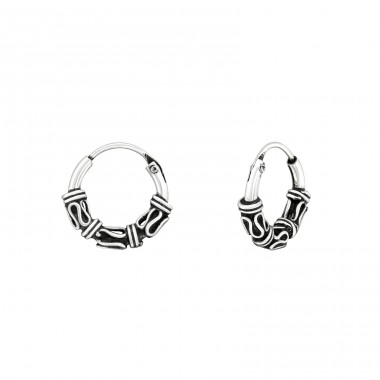 10mm - 925 Sterling Silver Bali Silver Hoops A4S8178