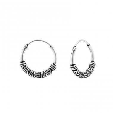 Bali - 925 Sterling Silver Bali Silver Hoops A4S8179