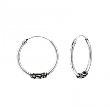 Strieborné 18mm Bali - Striebro 925 Bali kruhové Náušnice A4S8180