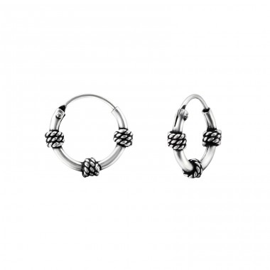Strieborné 10mm Bali - Striebro 925 Bali kruhové Náušnice A4S8182