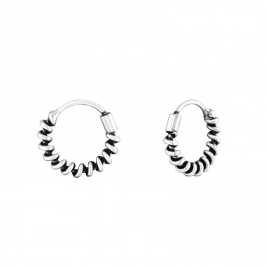 10mm Bali silver hoop - 925 Sterling Silver Bali Silver Hoops A4S9420