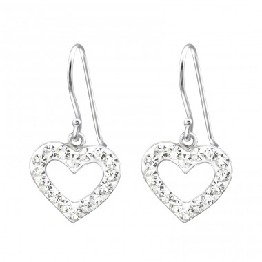 Heart - 925 Sterling Silver Earrings with Crystal stones A4S13862
