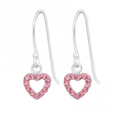 Heart with crystals - 925 Sterling Silver Earrings For Children A4S21801