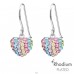 Pastel multicolor Heart - 925 Sterling Silver Earrings With Crystal Stones A4S22304