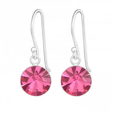 Round - 925 Sterling Silver Earrings with Crystal stones A4S23817