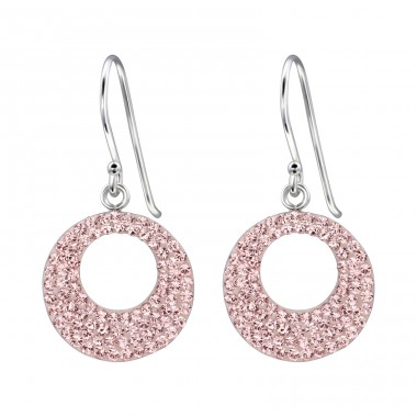 Circle - 925 Sterling Silver Earrings with Crystal stones A4S24644