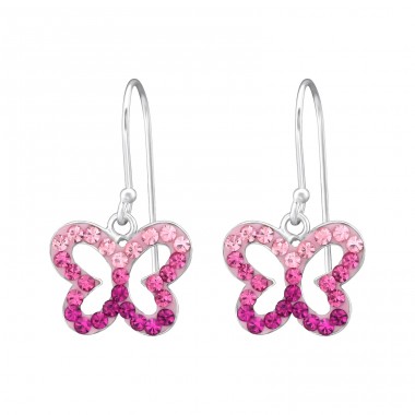 Butterfly - 925 Sterling Silver Earrings with Crystal stones A4S35058