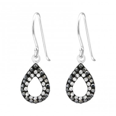 Teardrop - 925 Sterling Silver Earrings with Crystal stones A4S35062