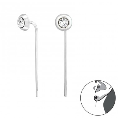 Round - 925 Sterling Silver Earrings with Crystal stones A4S37263