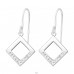 Square - 925 Sterling Silver Earrings with Crystal stones A4S37595