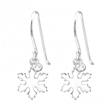 Snowflake - 925 Sterling Silver Earrings with Crystal stones A4S40009