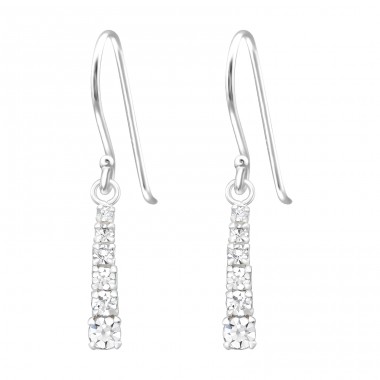 Bar - 925 Sterling Silver Earrings with Crystal stones A4S40016