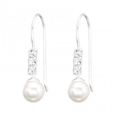 Round - 925 Sterling Silver Earrings with Crystal stones A4S41259