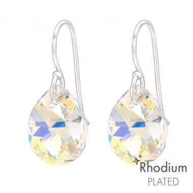 Pear crystal rhodium plated - 925 Sterling Silver Earrings With Crystal Stones A4S43081