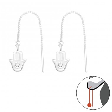 Hamsa hand - 925 Sterling Silver Earrings With Crystal Stones A4S44258