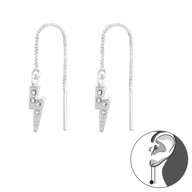 Lightning Bolt - 925 Sterling Silver Earrings with Crystal stones A4S44264