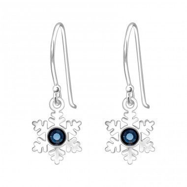 Laser Cut Flower - 925 Sterling Silver Earrings with Crystal stones A4S44965
