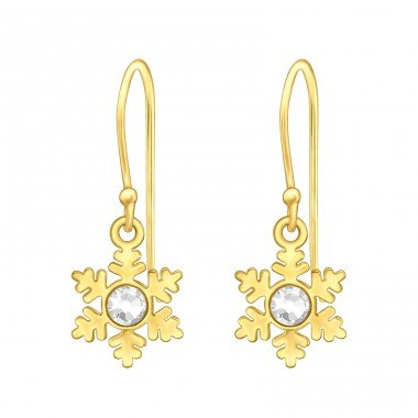 Laser Cut Flower - 925 Sterling Silver Earrings with Crystal stones A4S44966