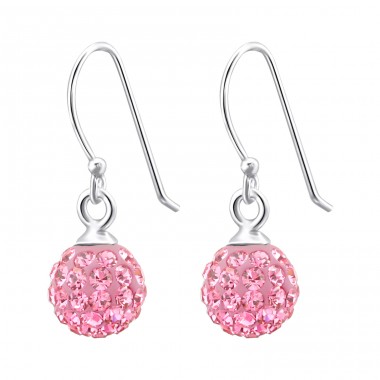 Crystal Ball - 925 Sterling Silver Earrings with Crystal stones A4S6675