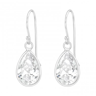 Silberne Träne - 925er Silber Ohrringe mit Zirkonia Steinen A4S1559
