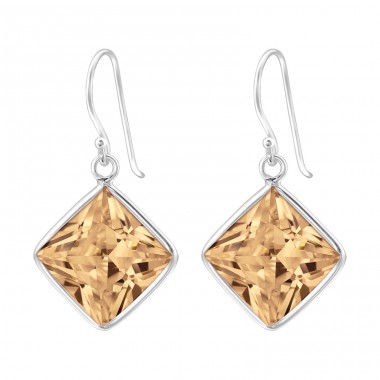 Square - 925 Sterling Silver Earrings with Zirconia stones A4S23459