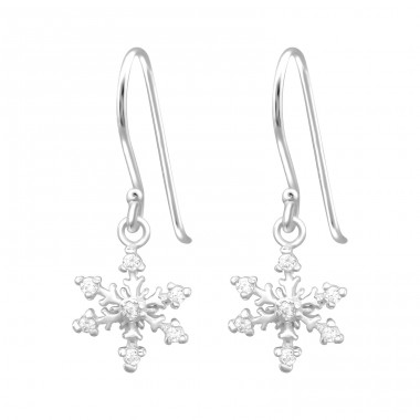 Snowflake - 925 Sterling Silver Earrings with Zirconia stones A4S24472