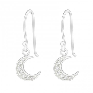 Moon - 925 Sterling Silver Earrings with Zirconia stones A4S26637