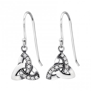 Celtic - 925 Sterling Silver Earrings with Zirconia stones A4S31246