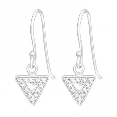 Triangle zirconia - 925 Sterling Silver Earrings With Zirconia Stones A4S40622