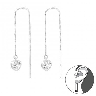 Heart - 925 Sterling Silver Earrings with Zirconia stones A4S40717