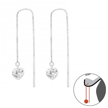 Heart - 925 Sterling Silver Earrings with Zirconia stones A4S40717