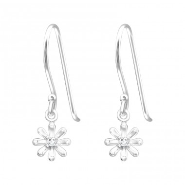 Flower - 925 Sterling Silver Earrings with Zirconia stones A4S41275