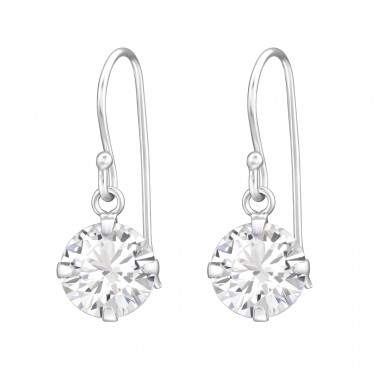8mm Round - 925 Sterling Silver Earrings with Zirconia stones A4S43812