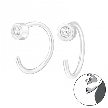 Geometric - 925 Sterling Silver Earrings with Zirconia stones A4S44677
