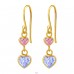 Golden Zirconia Hanging Hearts - 925 Sterling Silver Earrings With Zirconia Stones A4S44744