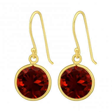 10mm round zirconia gold plated - 925 Sterling Silver Earrings With Zirconia Stones A4S45215